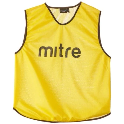Image of Mitre Adult Pro Training Football Bib Lightweight Multi sport Breathable Mesh, Yellow/Black, Senior