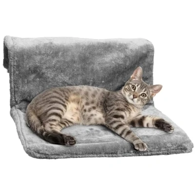 Image of Navaris Radiator Cat Bed, Flat Adjustable Over Hammock for Indoor Cats Holds up to 15kg, Good 2 Large Durable &amp; Washable Hanging Beds Grey