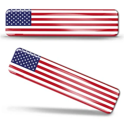 Image of Biomar Labs® 2 x 3D Domed Silicone Stickers Decals USA National American Flag Car Motorcycle Helmet F 27