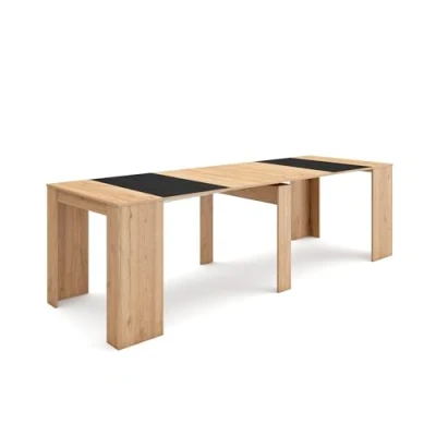 Image of Skraut Home Extendable Console table Folding Dining 260 For 12 diners Modern Style Oak and Black