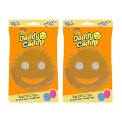 Image of Scrub Daddy Holder for Sink Caddy Dish Sponge &amp; Cleaning Organiser, Quick Dry Kitchen Accessory, Bathroom Washing Accessories, Under 2 Pack