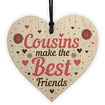 Image of RED OCEAN Cousin Heart Plaque Best Friend Friendship Sign Wooden Birthday Christmas Card Gift THANK YOU
