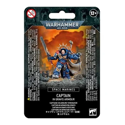 Image of Games Workshop 48 70 Warhammer 40k Space Marine Primaris Captain in Gravis Armour, Black