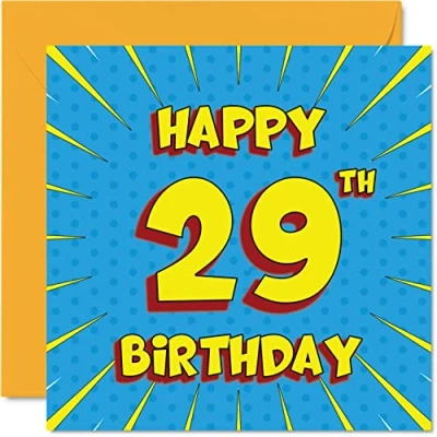 Image of Fun 29th Birthday Cards for Men Woman Comic Book Happy Card Sister Auntie Uncle Son Daughter Brother Cousin Nephew Niece, 145mm x Greeting Cards,