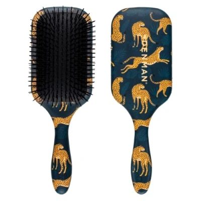 Image of Denman Tangle Tamer Ultra (Leopard) Detangling Paddle Brush For Curly Hair And Black Natural use with both Wet &amp; Dry Hair, D90L