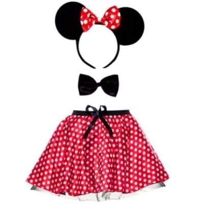 Image of Fancy dress mouse adults headband ears &amp; tutu skirt costume red womens