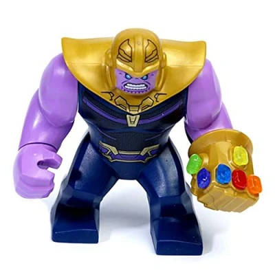 Image of LEGO Thanos Minifigure with Gauntlet and 6 Infinity Stones from War