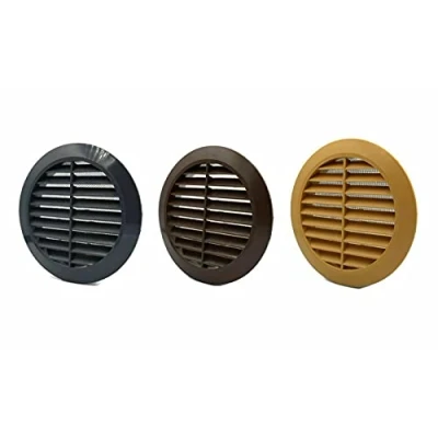 Image of Round Air Vent Grille ABS Plastic with Flange and Fly Screen Circle Ventilation Cover. (100mm, Beige)