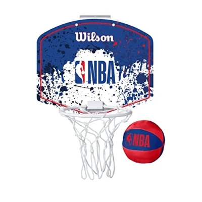 Image of Wilson Mini NBA Team Basketball Hoop, Logo, Plastic, Red/White/Blue
