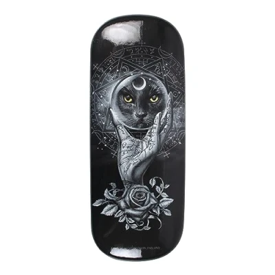 Image of Alchemy Gothic Grimalkin&#039;s Glass Glasses Case: Hard Shell Eyewear Protection with Mystical Black Cat Artwork Includes Microfibre Cloth Officially Licensed Stylish Storage