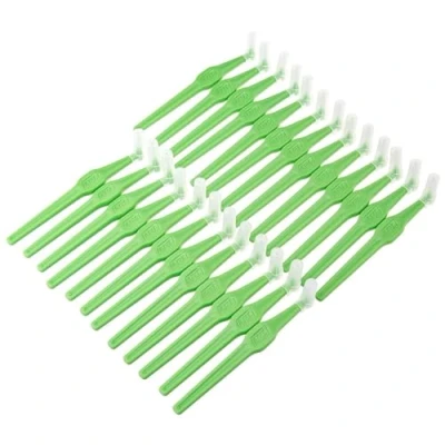 Image of TEPE Interdental Brush Angle, Angled Dental for Teeth Cleaning, Pack of 25, 0.8 mm, Large Gaps, Green, Size 5