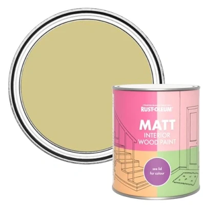 Image of Rust Oleum Green Interior Wood Paint in Matt Finish Wasabi 750ml