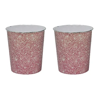 Image of JVL Small Pink Sparkle Waste Paper Bin, Set of 2