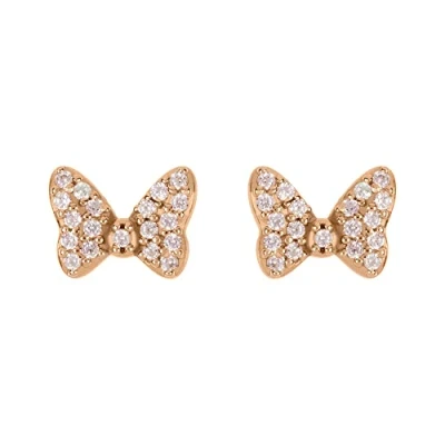 Image of Disney Minnie Mouse Rose gold plated Sterling Silver CZ Stone set Bow Stud Earrings E905943FZPL.PH