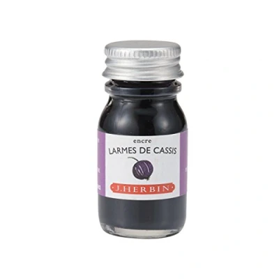 Image of Herbin 11578T 10ml bottle of ink for fountain pens and roller (product without packaging zero waste objective), Larme de cassis/Blackcurrant tears