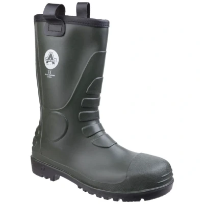 Image of Amblers Safety FS97 PVC Rigger Boot Welly in Green Size 10 UK