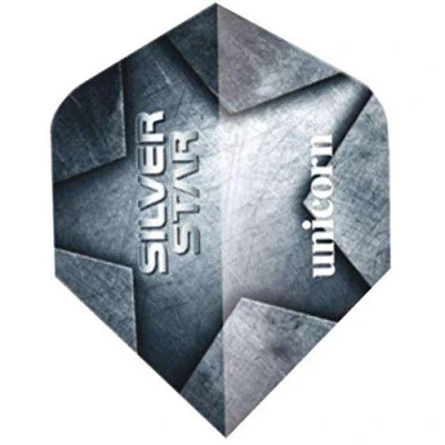 Image of Unicorn Core Dart Flights Silver Star Design Standard Plus Shape Durable 75 Micron Polyester PET