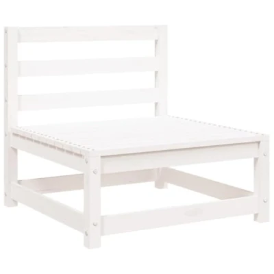 Image of vidaXL Garden Middle Sofa White Solid Pine Wood Scandinavian Style Lounge Set Outdoor Furniture Modular Design