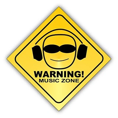 Image of postwalldecor Warning Music Zone Sign Car Bumper Sticker Decal 12 x cm