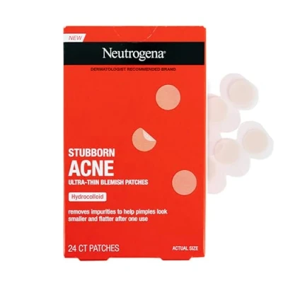 Image of Neutrogena Stubborn Acne Pimple Patches, Treatment for Face, Ultra Thin Hydrocolloid Spot Stickers Provide Optimal Healing Pimples, 24 Patches