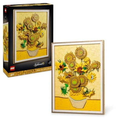 Image of LEGO Art Vincent Van Gogh Sunflowers Buildable 3D Flower Painting with Movable Petals Home or Office Decor DIY Set for Adults Creative Gift Idea Loving Women &amp; Men 31215