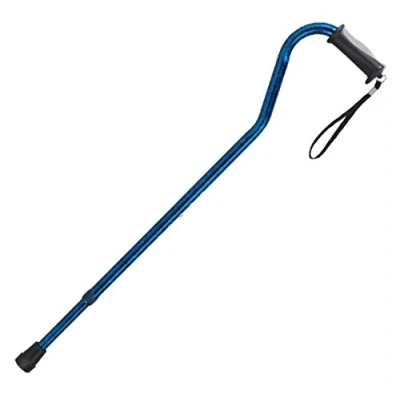Image of Drive Devilbiss Swan Neck Blue Folding Walking Stick with Gel Grip Handle