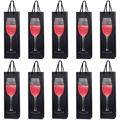 Image of 10 Gift Bags Bottle for Wine Prosecco and Champagne 15.75 x 4.72 3.54 inch 40 12 9 cm Congratulations
