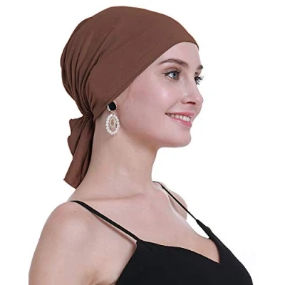 Image of osvyo Bamboo Chemo Headscarf for Women Hair Loss Cancer Slip On Headwear Turbans Hats caps Sealed Packaging Light Brown