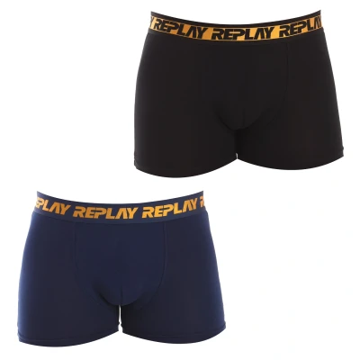 Image of REPLAY Men&#039;s Boxer Style 6 T/C Metallic Cuff 2pcs Box pl3, Dark Blue/Black/Bronze, S