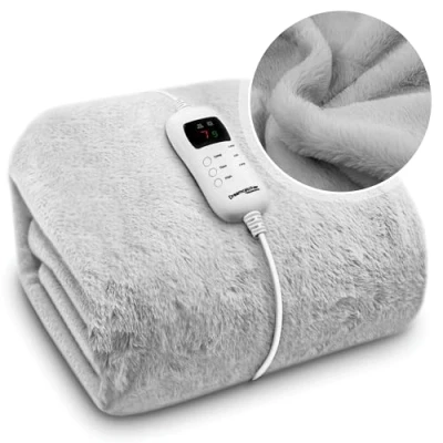 Image of Dreamcatcher Faux Fur Heated Throw Electric Blanket, 160 x 130cm Blanket Machine Washable Overblanket with 9HR Timer and 9x Control Heat Settings