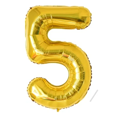Image of Number 5 Balloons 5,Gold Balloon 40 Inch Giant Helium Foil for Boys Girls Party Decor Birthday Anniversary Graduation Decorations Supplies