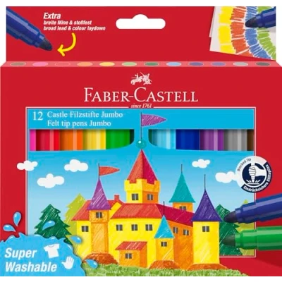 Image of Faber Castell 154311 Box of 12 Jumbo Markers Multi Coloured Super Washable