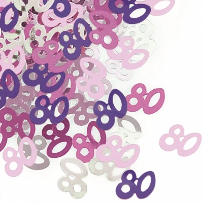 Image of Unique Party 55087 Glitz Pink Foil 80th Birthday Confetti