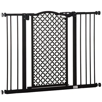 Image of PawHut 74 105 cm Pressure Fit Safety Gate for Doorways and Staircases, Dog Gate, Pet Barrier Hallways with Auto Close, Double Locking, 2 Extensions