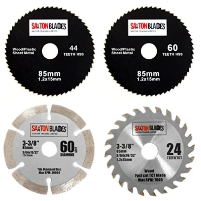 Image of Saxton 85mm TCT Tile HSS Circular Saw Blades Worx Worxsaw Bosch Makita Ryobi Pack B