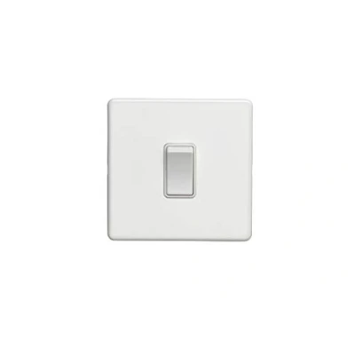 Image of 1 Gang 10Amp 2Way Switch Flat Concealed White Plate Rocker