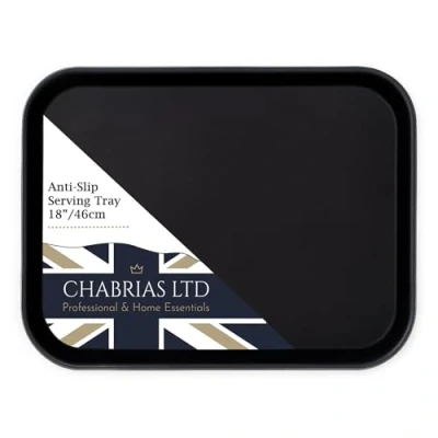 Image of U Grip Rectangular 18&quot; Black Anti Slip Non Bar Drinks Food Serving Tray for Parties, Gatherings, Bars, Restaurants, and Home