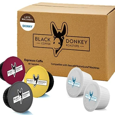 Image of Black Donkey Coffee Roasters Skinny Latte Macchiato 60 Pods Compatible with Dolce Gusto®* machines 3 Varieties Capsules, 30 Servings