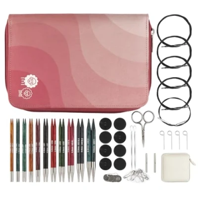 Image of KnitPro Dreamz Interchangeable Needle Set 11 x 13cm Circular Knitting Pin Pairs with Accessories Regal Set, Colour Coded for Beginners, Professionals &amp; Gift