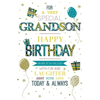 Image of Cherry Orchard Very Special Grandson Birthday Card from Presents &amp; Balloons Foil Embossed Finish