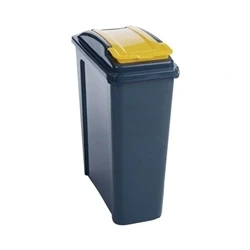 Image of VFM Recycling Bin With Lid 25 Litre Yellow 384283