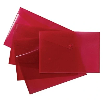 Image of Tiger A4+ Foolscape Plastic Stud Wallet Files Pack of 5 Red Folders