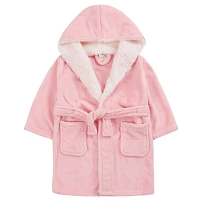 Image of Evotex Trading Girls/Childrens Coral Plush Hooded Fleece Kids Robe Dressing Gown Age 3/4 Years