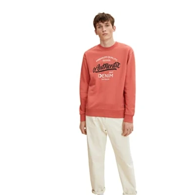 Image of TOM TAILOR Denim Men&#039;s Sweatshirt with Print 1034719, 10418 Smoky Red, M