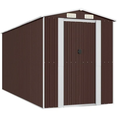 Image of vidaXL Garden Shed Dark Brown 192x440x223 cm Galvanised Steel
