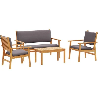 Image of vidaXL 4 Piece Garden Sofa Set with Cushions Solid Wood Acacia