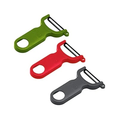 Image of Kuhn Rikon Potato Peelers (set of 3) with Steel Blade. Vegetable Peeler. Veg for Kitchen. Light Speed Apple Peeler 3 Year Kitchen Accessories Guarantee