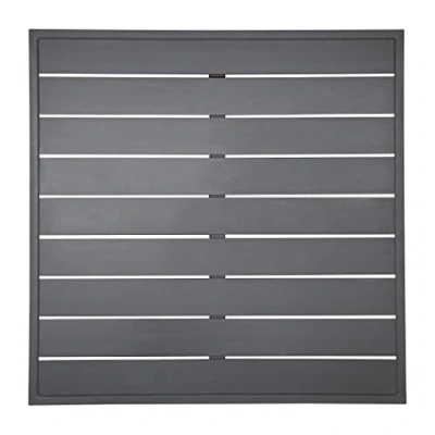 Image of Bolero Aluminium Square Table Top 700 x mm, Dark Grey, Modern Slatted Design, Serve Hot Plates up to 180C, Wipe Clean Surface, Indoor Outdoor Rust Resistant Tabletop, FW597