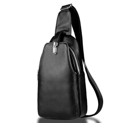 Image of DK86 Genuine Leather Sling Bag for Women Men Crossbody Purse Travel Daypack Black, Black 1,