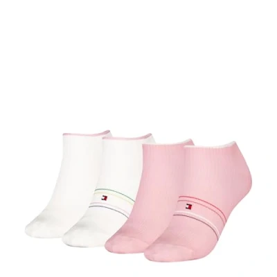 Image of Tommy Hilfiger Women Sneaker Shine 4 PACK Socks, Women&#039;s, Size: 6 8, Light pink / white